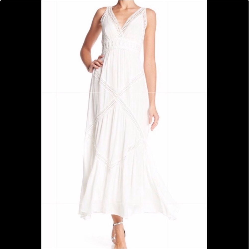 Max Studio White Crochet Lace Maxi Dress